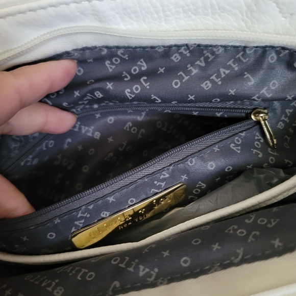 Olivia + Joy Leather Vintage Flap Front Tab Closure Bag in White - Picture 12 of 16